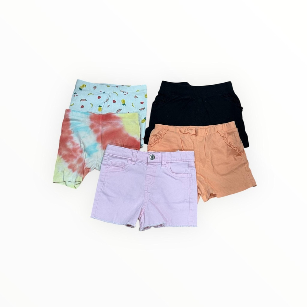 Mixed Brands Shorts Lot 5 Girls 4T Multicolor Cotton Pull On Play Casual